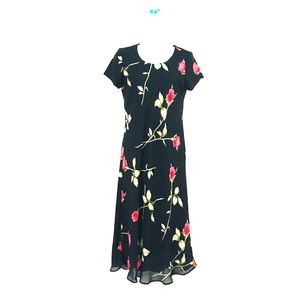 Jessica Howard Petite Mid Calf Black and Red Dress